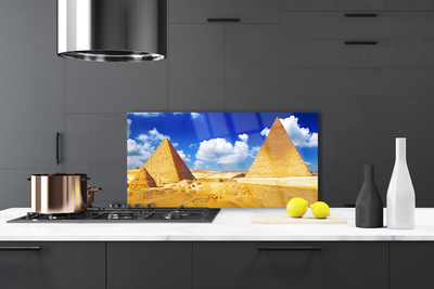Kuchyňský skleněný panel Poušť Piramidy Krajina