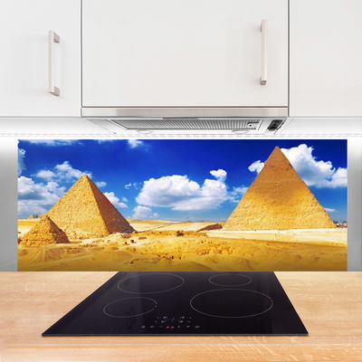 Kuchyňský skleněný panel Poušť Piramidy Krajina