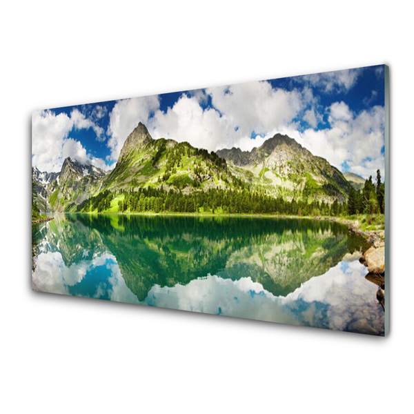 Kuchyňský skleněný panel Hory Jezero Krajina