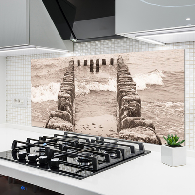 Kuchyňský skleněný panel Oceán Pláž Architektura