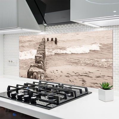 Kuchyňský skleněný panel Moře Pláž Architektura