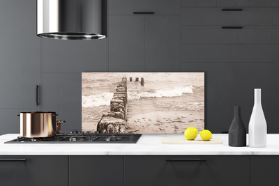 Kuchyňský skleněný panel Moře Pláž Architektura