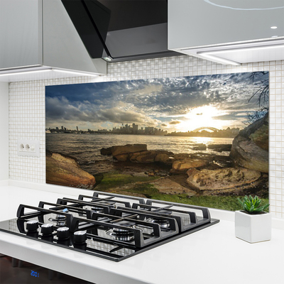 Kuchyňský skleněný panel Moře Město Krajina