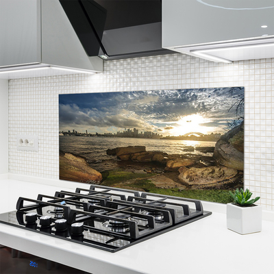 Kuchyňský skleněný panel Moře Město Krajina