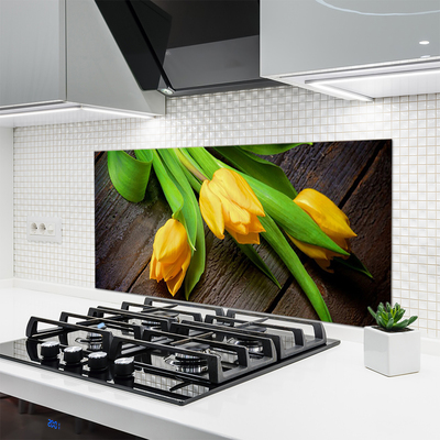 Kuchyňský skleněný panel Tulipány Květiny