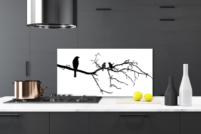 Kuchyňský skleněný panel Ptáci Větev Umění
