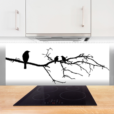 Kuchyňský skleněný panel Ptáci Větev Umění