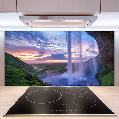 Kuchyňský skleněný panel Vodopád Krajina