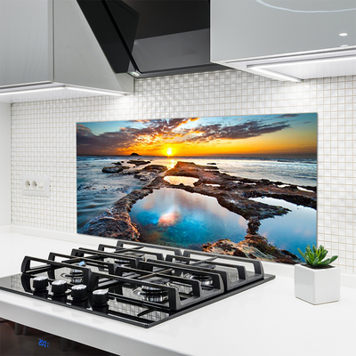 Kuchyňský skleněný panel Moře Slunce Krajina