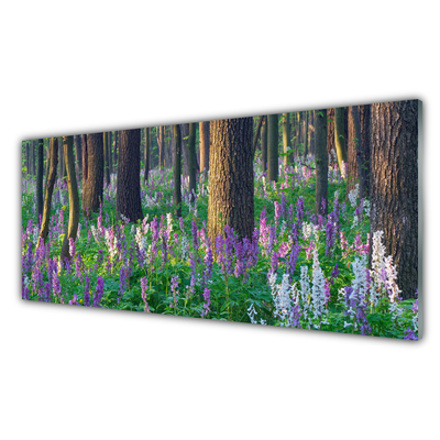 Kuchyňský skleněný panel Les Květiny Příroda