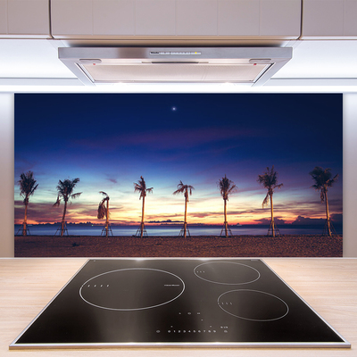 Kuchyňský skleněný panel Palma Strom Moře Krajina