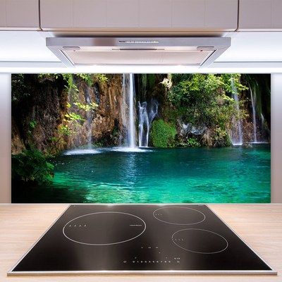 Kuchyňský skleněný panel Jezero Vodopád Příroda