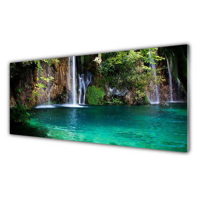 Kuchyňský skleněný panel Jezero Vodopád Příroda