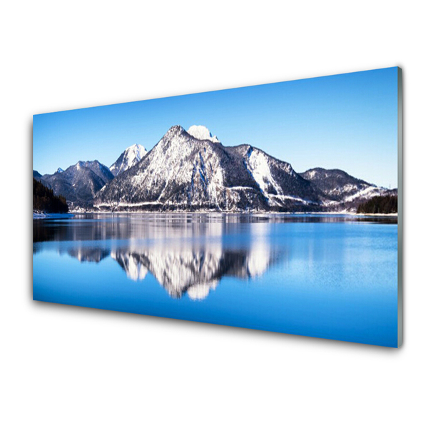 Kuchyňský skleněný panel Jezero Hory Krajina