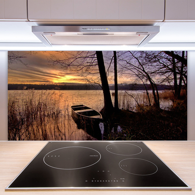 Kuchyňský skleněný panel Moře Loďka Krajina