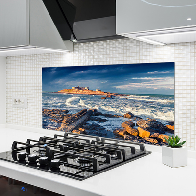 Kuchyňský skleněný panel Moře Kameny Krajina