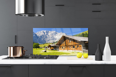 Kuchyňský skleněný panel Dům Hora Krajina