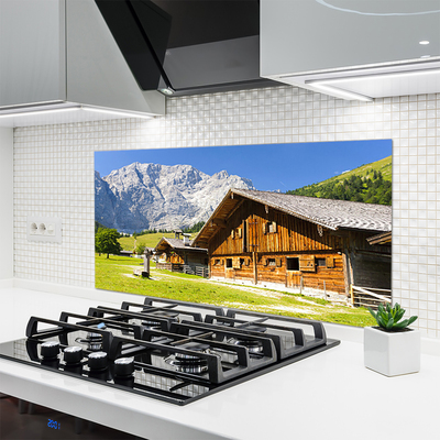Kuchyňský skleněný panel Dům Hora Krajina