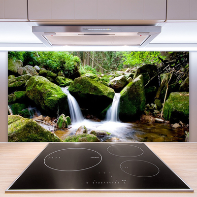 Kuchyňský skleněný panel Vodopád Skály Příroda