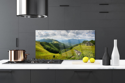 Kuchyňský skleněný panel Hora Louka Krajina
