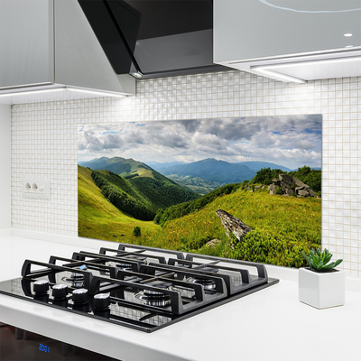 Kuchyňský skleněný panel Hora Louka Krajina