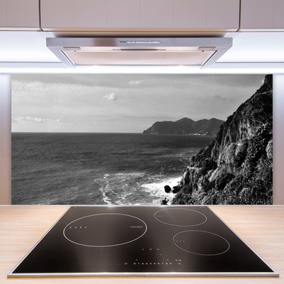 Kuchyňský skleněný panel Moře Hory Krajina