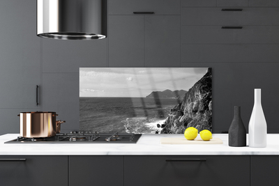 Kuchyňský skleněný panel Moře Hory Krajina
