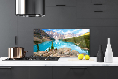 Kuchyňský skleněný panel Hory Jezero Příroda