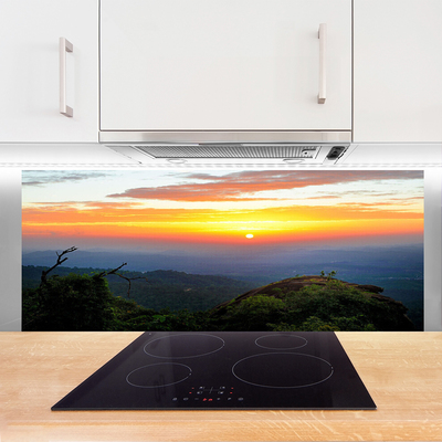 Kuchyňský skleněný panel Hora Les Krajina