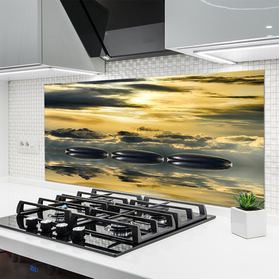Kuchyňský skleněný panel Kameny Voda Umění