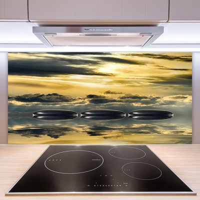 Kuchyňský skleněný panel Kameny Voda Umění