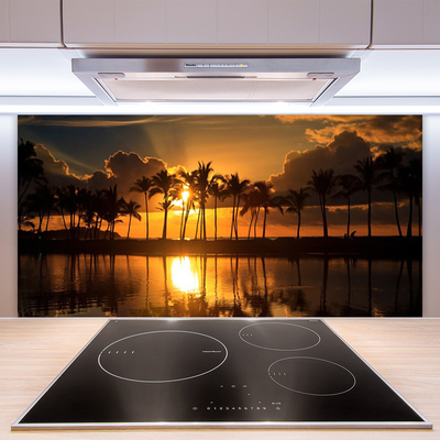 Kuchyňský skleněný panel Stromy Slunce Krajina