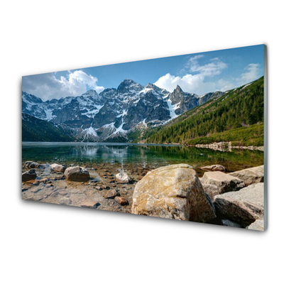 Kuchyňský skleněný panel Hora Jezero Krajina