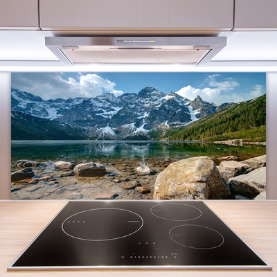 Kuchyňský skleněný panel Hora Jezero Krajina