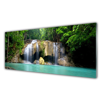 Kuchyňský skleněný panel Vodopád Strom Příroda