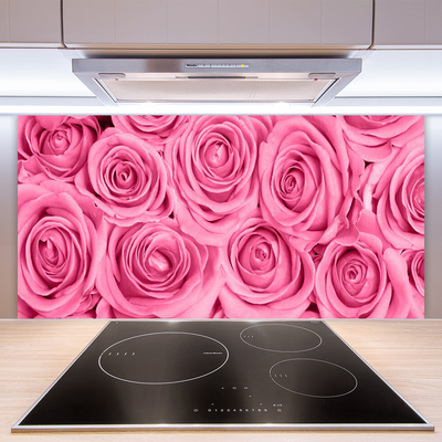 Kuchyňský skleněný panel Růže Květiny Rostlina
