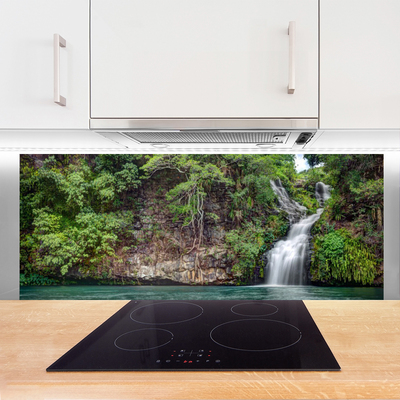Kuchyňský skleněný panel Vodopád Skála Příroda