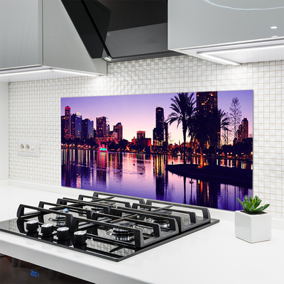 Kuchyňský skleněný panel Město Domy