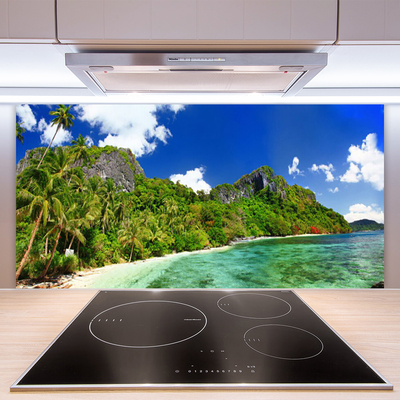 Kuchyňský skleněný panel Pláž Hory Krajina