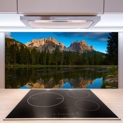 Kuchyňský skleněný panel Les Jezero Krajina
