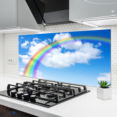Kuchyňský skleněný panel Duha Nebe Mraky Příroda
