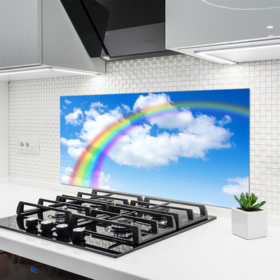 Kuchyňský skleněný panel Duha Nebe Mraky Příroda