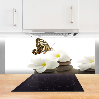 Skleněné obklady do kuchyně Motýl Květ Kameny Rostlina