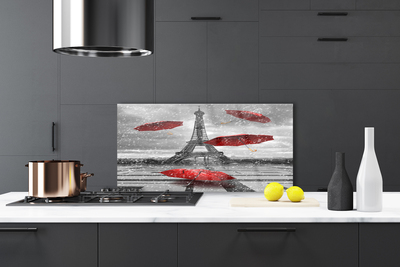 Skleněné obklady do kuchyně Eiffelova Věž Paříž Deštník