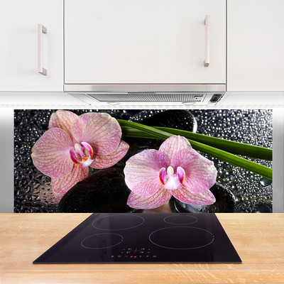 Skleněné obklady do kuchyně Květiny Orchidej Kameny Zen