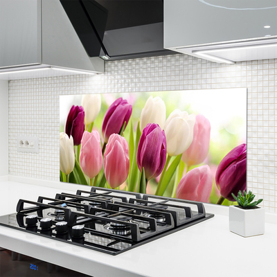 Skleněné obklady do kuchyně Tulipány Květiny Příroda Louka