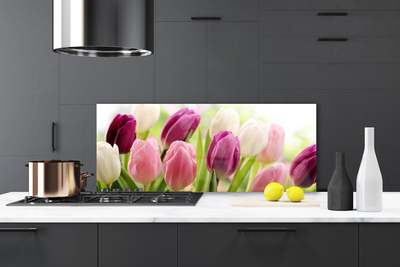 Skleněné obklady do kuchyně Tulipány Květiny Příroda Louka