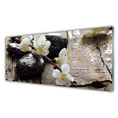 Skleněné obklady do kuchyně Květiny Kameny Zen
