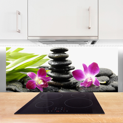 Skleněné obklady do kuchyně Kameny Zen Lázně Orchidej