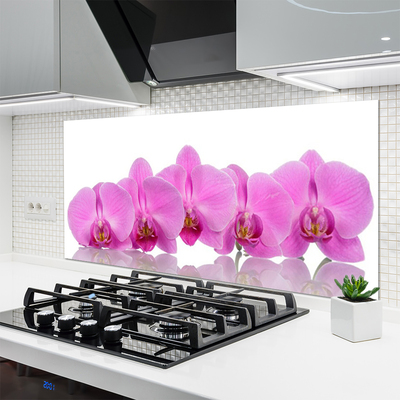 Skleněné obklady do kuchyně Růžová Orchidej Květiny